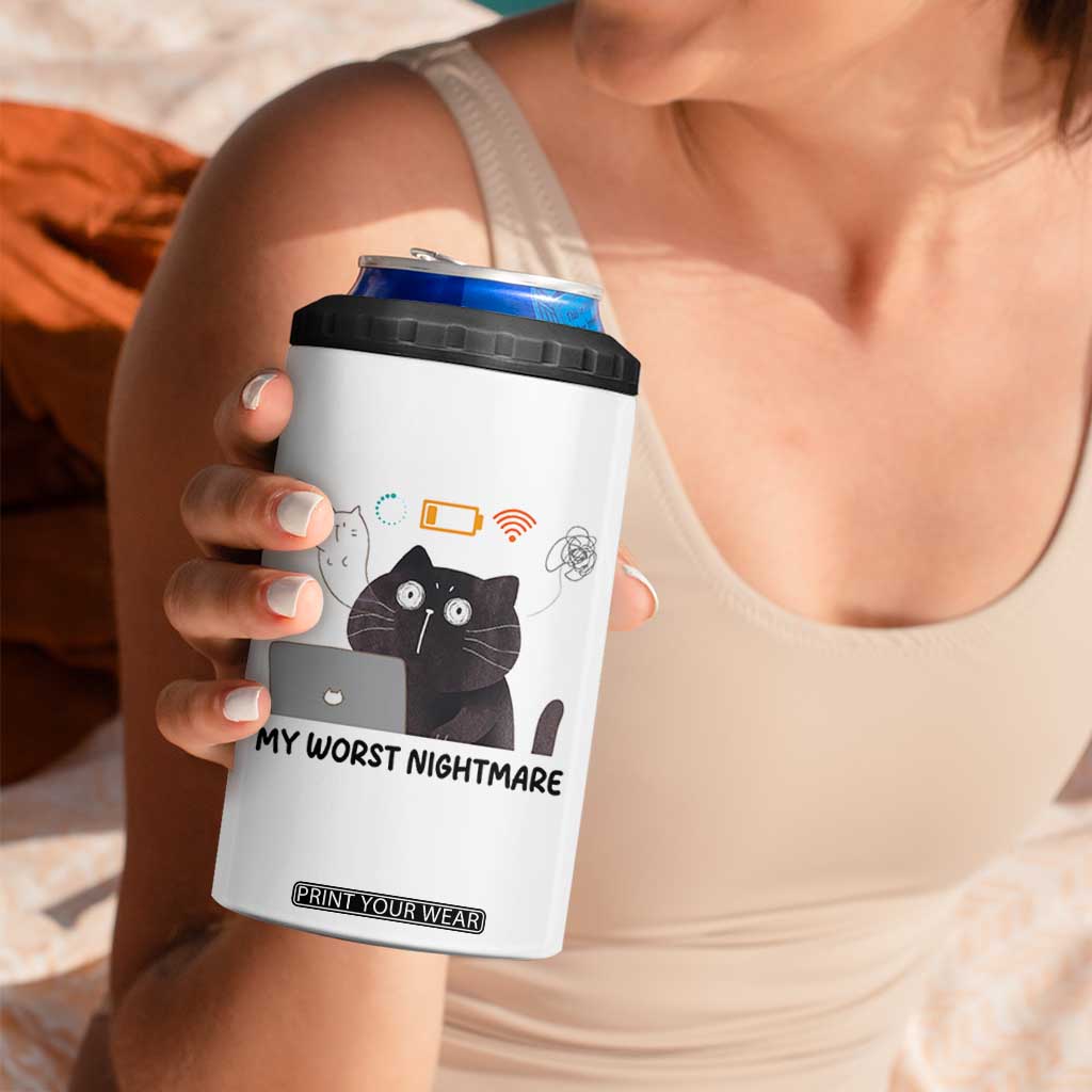 My Worst Nightmare 4 in 1 Can Cooler Tumbler Funny Cat Gaming Wifi Loading Hurmor TS14 Print Your Wear