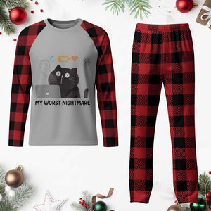 My Worst Nightmare Plaid Pajama Set Funny Cat Gaming Wifi Loading Hurmor TS14 Buffalo Plaid Print Your Wear