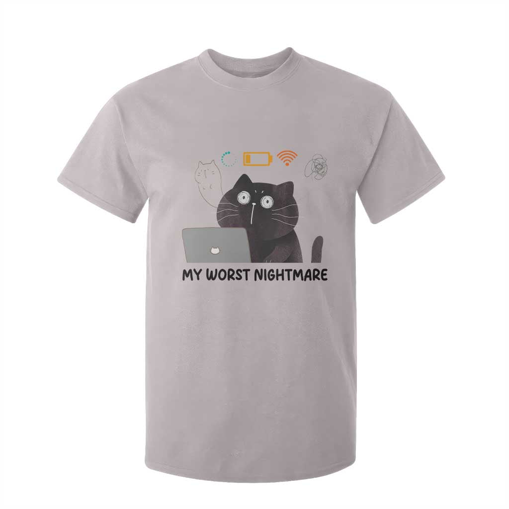 My Worst Nightmare T Shirt For Kid Funny Cat Gaming Wifi Loading Hurmor TS14 Ice Gray Print Your Wear