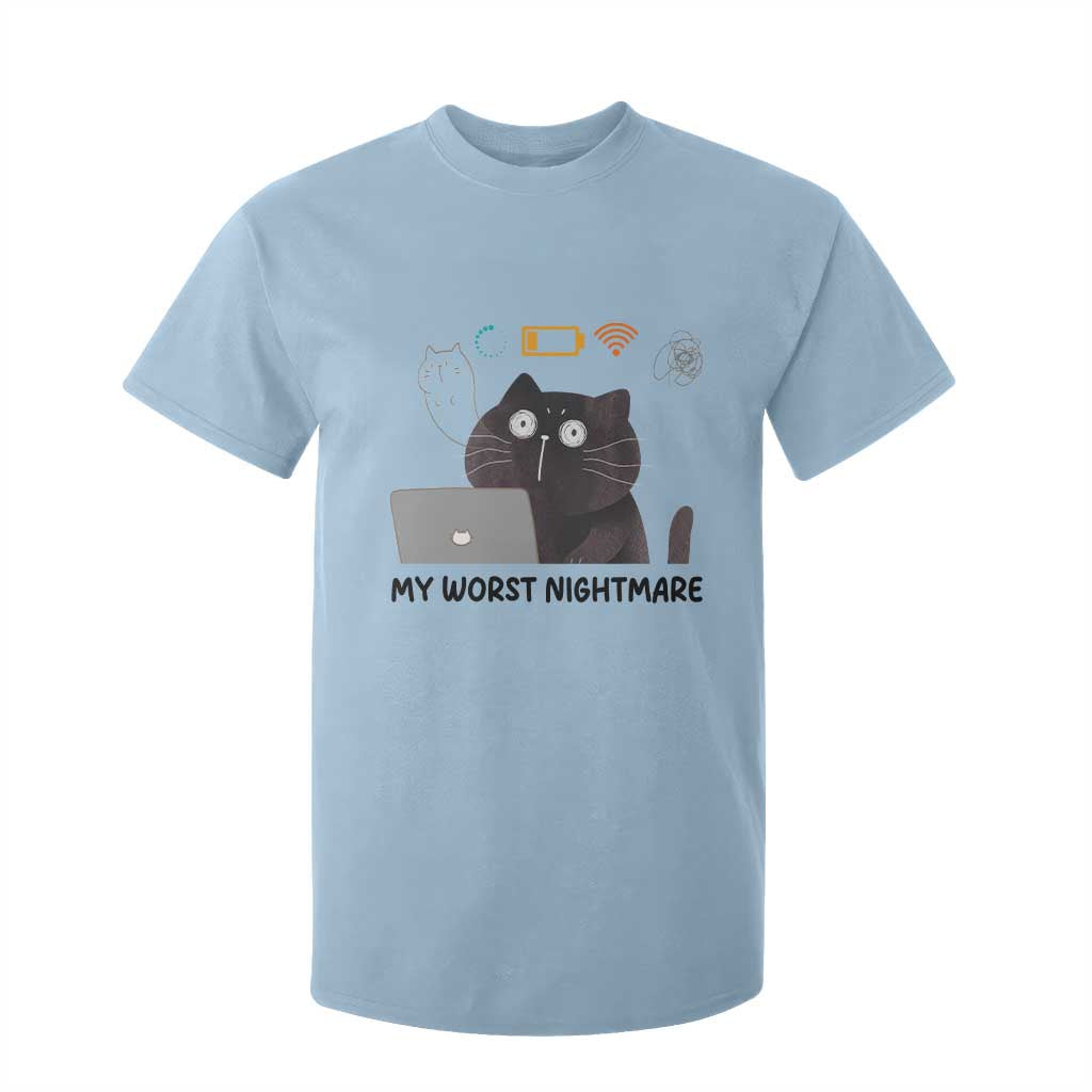 My Worst Nightmare T Shirt For Kid Funny Cat Gaming Wifi Loading Hurmor TS14 Light Blue Print Your Wear