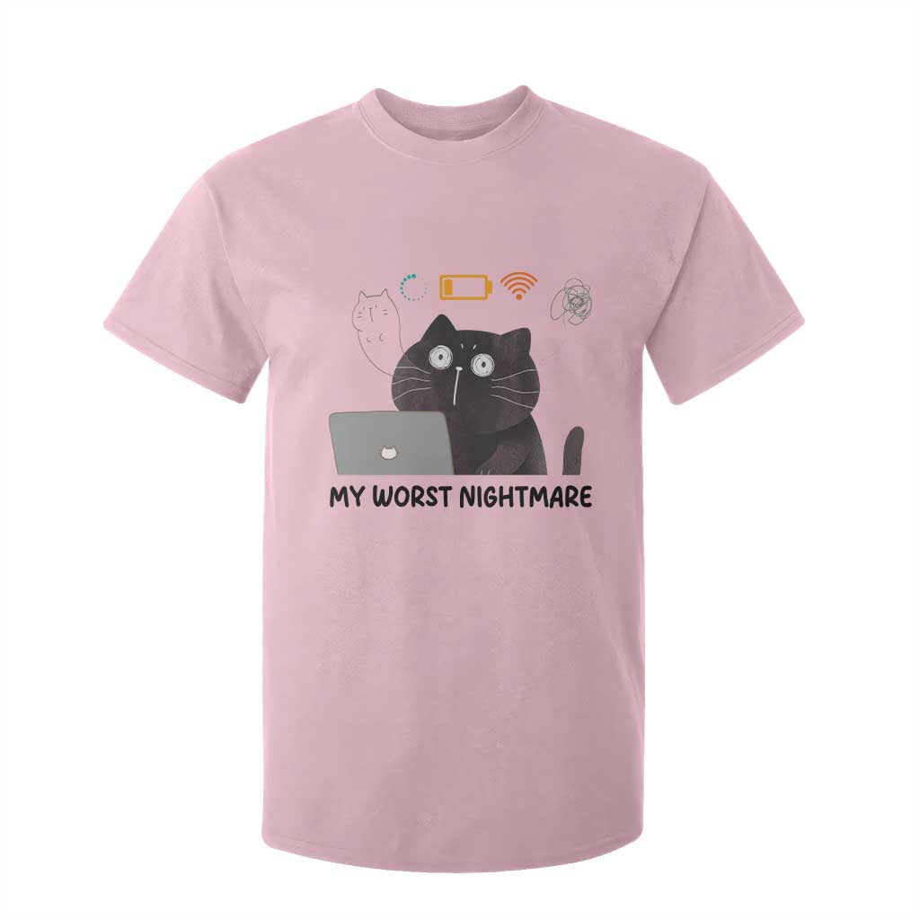 My Worst Nightmare T Shirt For Kid Funny Cat Gaming Wifi Loading Hurmor TS14 Light Pink Print Your Wear
