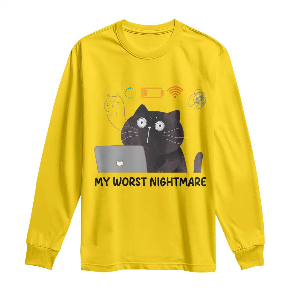 My Worst Nightmare Long Sleeve Shirt Funny Cat Gaming Wifi Loading Hurmor TS14 Daisy Print Your Wear