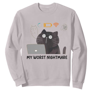 My Worst Nightmare Sweatshirt Funny Cat Gaming Wifi Loading Hurmor TS14 Ice Gray Print Your Wear