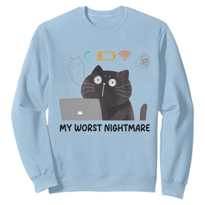 My Worst Nightmare Sweatshirt Funny Cat Gaming Wifi Loading Hurmor TS14 Light Blue Print Your Wear