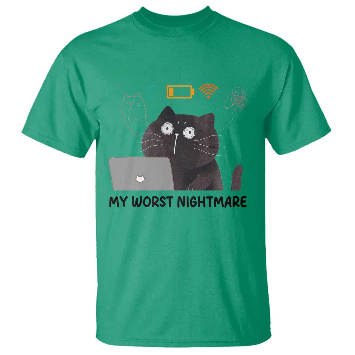My Worst Nightmare T Shirt Funny Cat Gaming Wifi Loading Hurmor TS14 Irish Green Print Your Wear