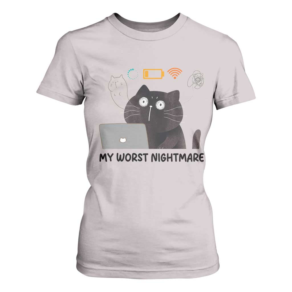 My Worst Nightmare T Shirt For Women Funny Cat Gaming Wifi Loading Hurmor TS14 Ice Gray Print Your Wear