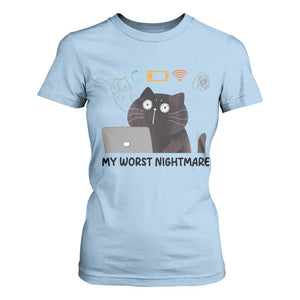 My Worst Nightmare T Shirt For Women Funny Cat Gaming Wifi Loading Hurmor TS14 Light Blue Print Your Wear