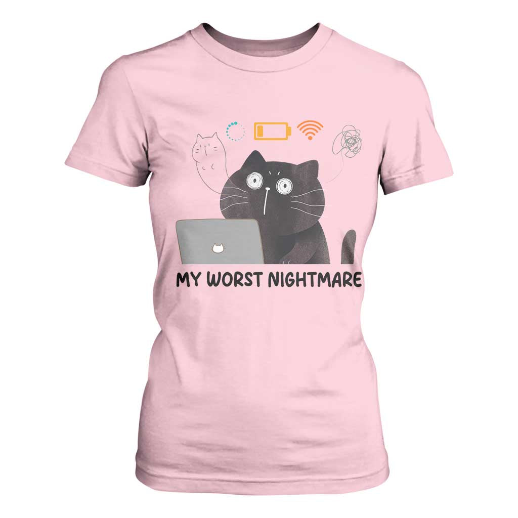 My Worst Nightmare T Shirt For Women Funny Cat Gaming Wifi Loading Hurmor TS14 Light Pink Print Your Wear