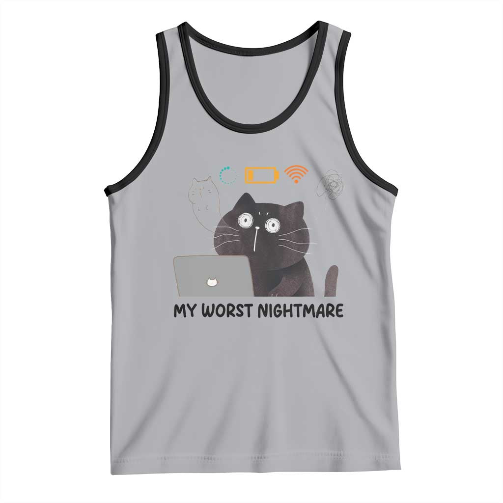 My Worst Nightmare Tank Top Funny Cat Gaming Wifi Loading Hurmor TS14 Athletic Heather Black Print Your Wear