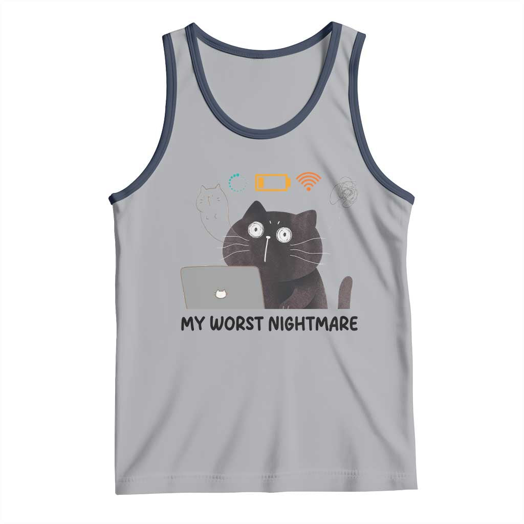 My Worst Nightmare Tank Top Funny Cat Gaming Wifi Loading Hurmor TS14 Athletic Heather Navy Print Your Wear