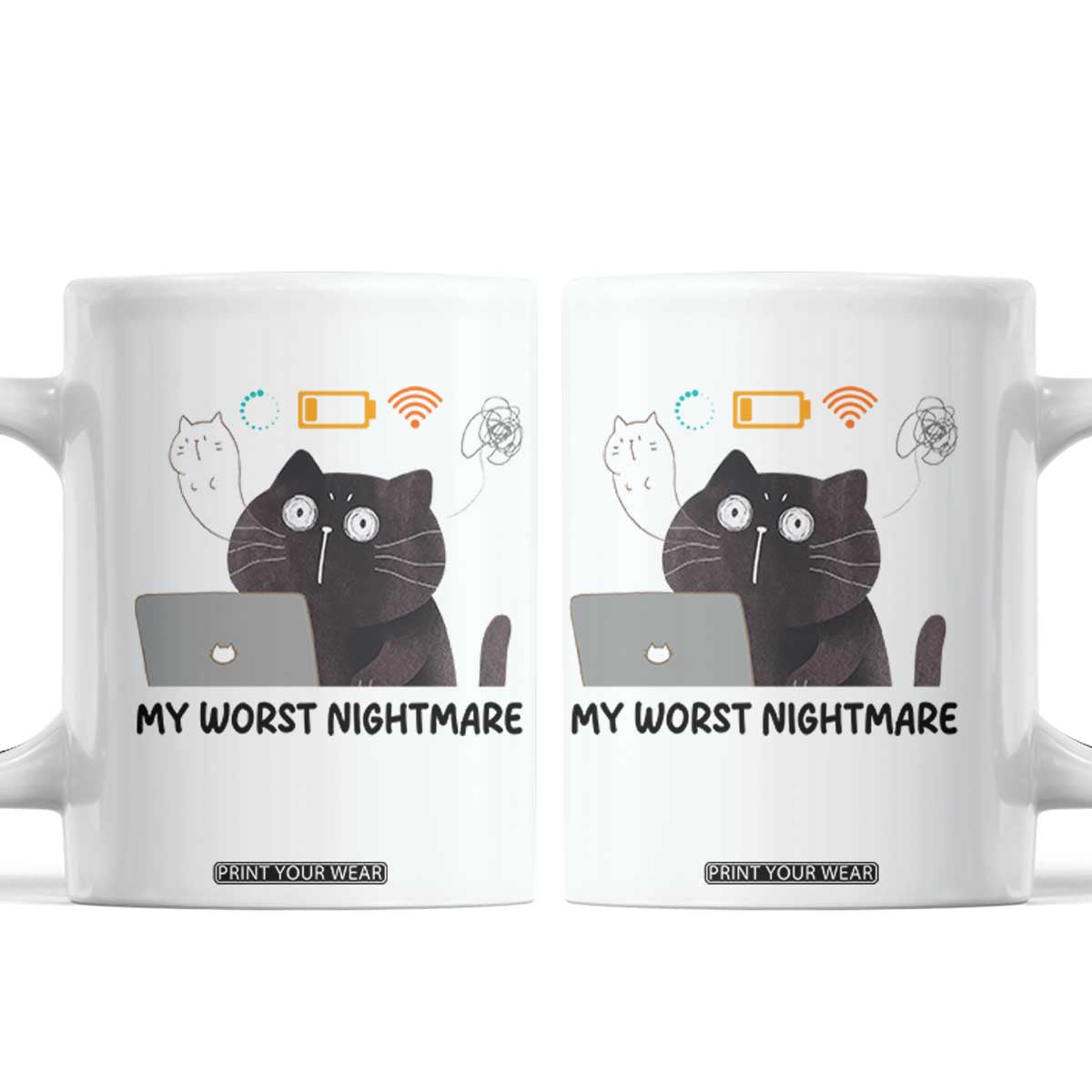 My Worst Nightmare Coffee Mug Funny Cat Gaming Wifi Loading Hurmor TS14 White Print Your Wear