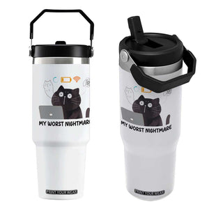 My Worst Nightmare Flip Straw Tumbler Funny Cat Gaming Wifi Loading Hurmor TS14 One Size: 30 oz White Print Your Wear