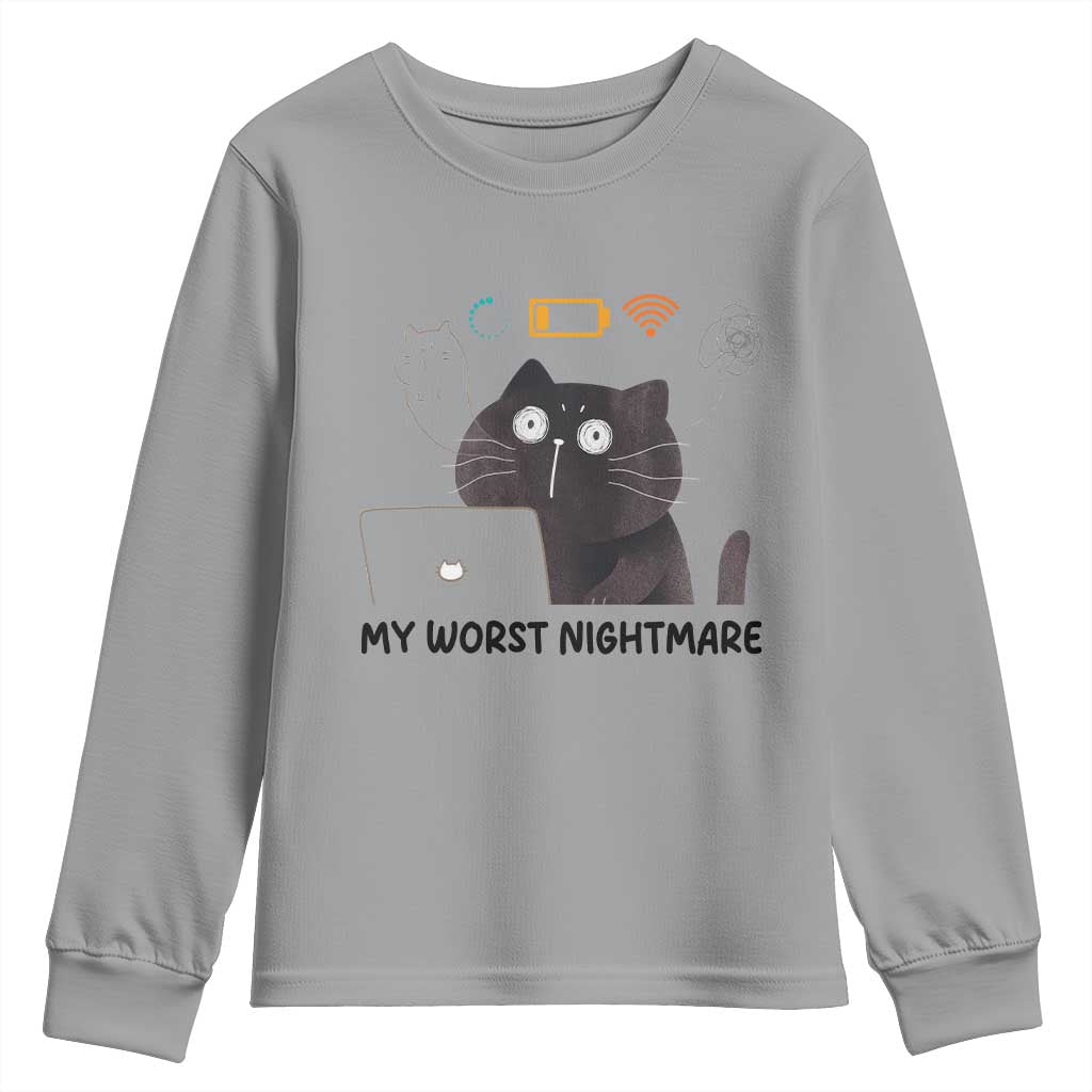 My Worst Nightmare Youth Sweatshirt Funny Cat Gaming Wifi Loading Hurmor TS14 Sport Gray Print Your Wear
