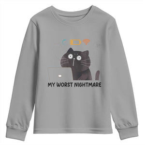 My Worst Nightmare Youth Sweatshirt Funny Cat Gaming Wifi Loading Hurmor TS14 Sport Gray Print Your Wear