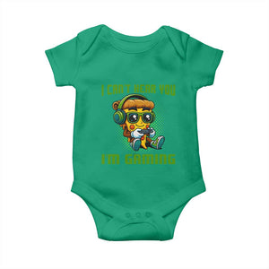 Funny Pizza Video Gaming Baby Onesie I Can Not Hear You I Am Gaming TS14 Irish Green Print Your Wear