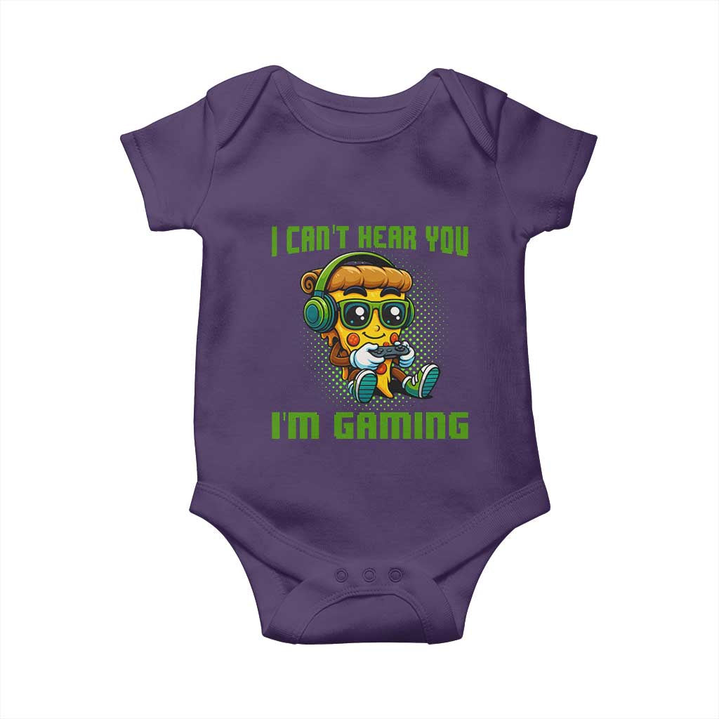 Funny Pizza Video Gaming Baby Onesie I Can Not Hear You I Am Gaming TS14 Purple Print Your Wear