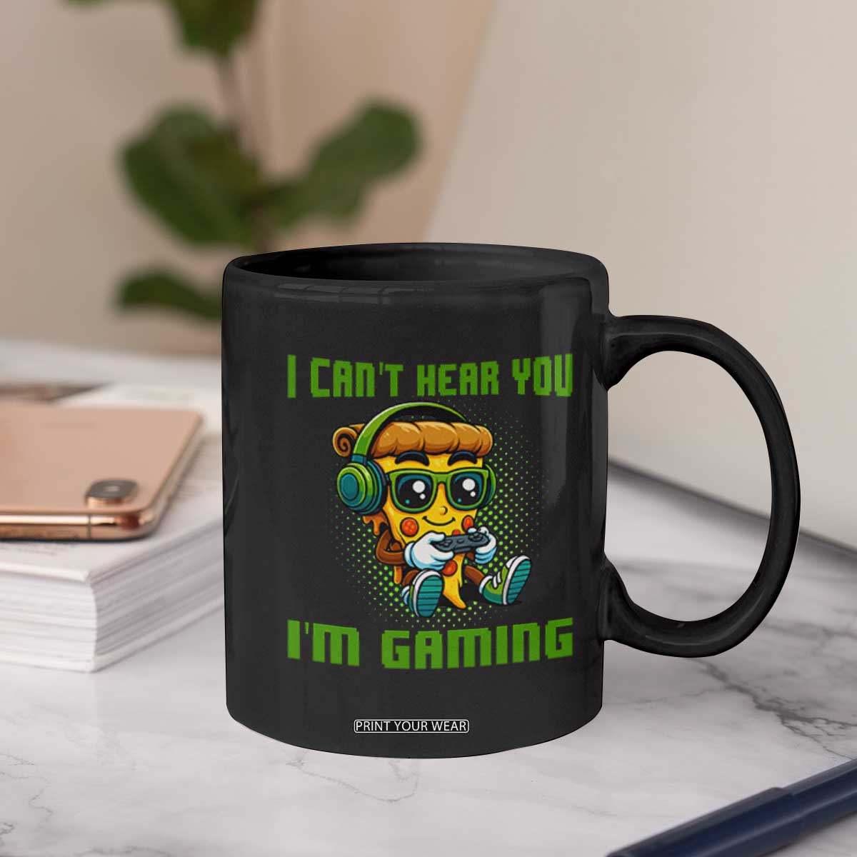 Funny Pizza Video Gaming Coffee Mug I Can Not Hear You I Am Gaming TS14 Print Your Wear