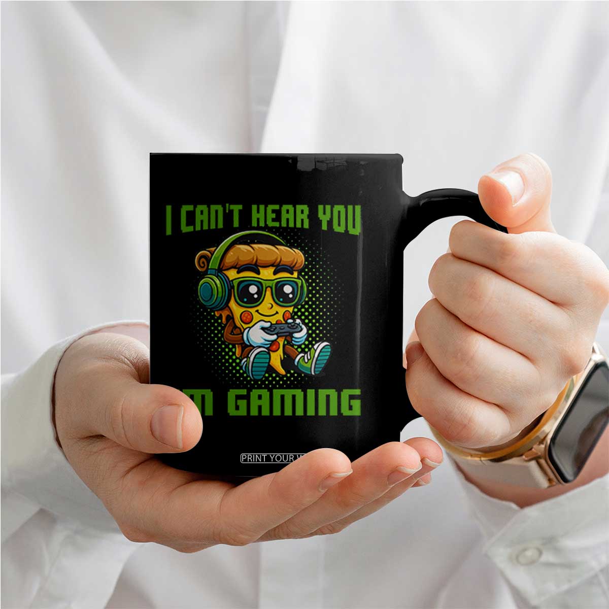 Funny Pizza Video Gaming Coffee Mug I Can Not Hear You I Am Gaming TS14 Print Your Wear