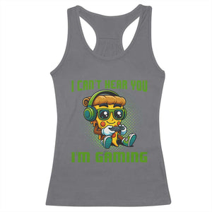 Funny Pizza Video Gaming Racerback Tank Top I Can Not Hear You I Am Gaming TS14 Charcoal Print Your Wear