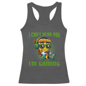 Funny Pizza Video Gaming Racerback Tank Top I Can Not Hear You I Am Gaming TS14 Dark Heather Print Your Wear