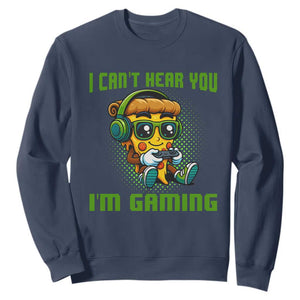 Funny Pizza Video Gaming Sweatshirt I Can Not Hear You I Am Gaming TS14 Navy Print Your Wear