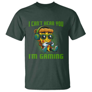 Funny Pizza Video Gaming T Shirt I Can Not Hear You I Am Gaming TS14 Dark Forest Green Print Your Wear