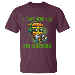 Funny Pizza Video Gaming T Shirt I Can Not Hear You I Am Gaming TS14 Maroon Print Your Wear