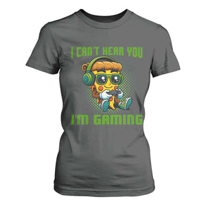 Funny Pizza Video Gaming T Shirt For Women I Can Not Hear You I Am Gaming TS14 Dark Heather Print Your Wear
