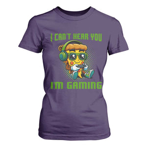 Funny Pizza Video Gaming T Shirt For Women I Can Not Hear You I Am Gaming TS14 Purple Print Your Wear