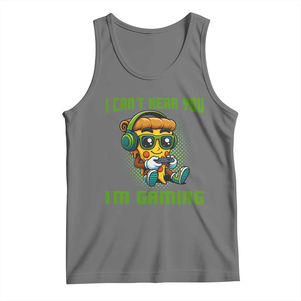 Funny Pizza Video Gaming Tank Top I Can Not Hear You I Am Gaming TS14 Black Heather Print Your Wear