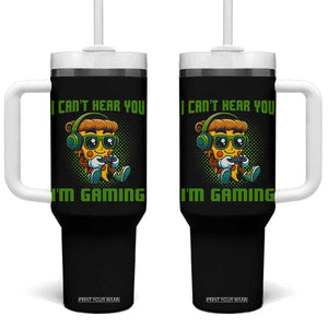 Funny Pizza Video Gaming Tumbler With Handle I Can Not Hear You I Am Gaming TS14 One Size: 40 oz Black Print Your Wear