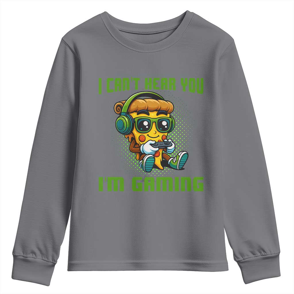 Funny Pizza Video Gaming Youth Sweatshirt I Can Not Hear You I Am Gaming TS14 Charcoal Print Your Wear
