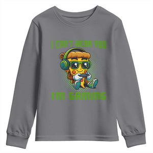 Funny Pizza Video Gaming Youth Sweatshirt I Can Not Hear You I Am Gaming TS14 Charcoal Print Your Wear