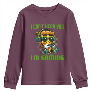 Funny Pizza Video Gaming Youth Sweatshirt I Can Not Hear You I Am Gaming TS14 Maroon Print Your Wear
