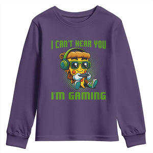 Funny Pizza Video Gaming Youth Sweatshirt I Can Not Hear You I Am Gaming TS14 Purple Print Your Wear