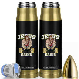 Funny Jesus Gym Bullet Tumbler Hallowed Be Thy Gains TS14 Black Print Your Wear