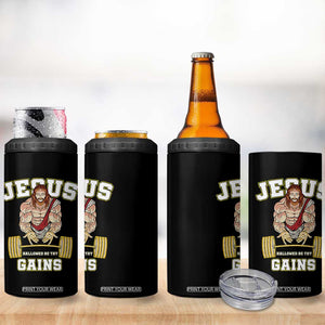 Funny Jesus Gym 4 in 1 Can Cooler Tumbler Hallowed Be Thy Gains TS14 Print Your Wear