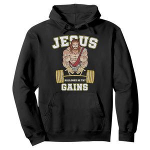 Funny Jesus Gym Hoodie Hallowed Be Thy Gains TS14 Black Print Your Wear