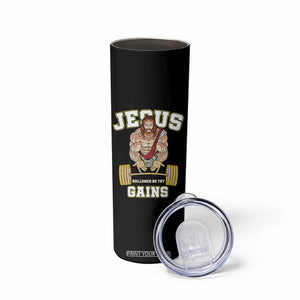 Funny Jesus Gym Skinny Tumbler Hallowed Be Thy Gains TS14 Print Your Wear