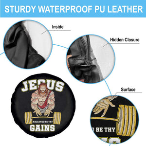 Funny Jesus Gym Spare Tire Cover Hallowed Be Thy Gains TS14 Print Your Wear