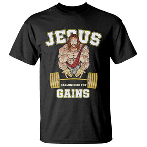 Funny Jesus Gym T Shirt Hallowed Be Thy Gains TS14 Black Print Your Wear