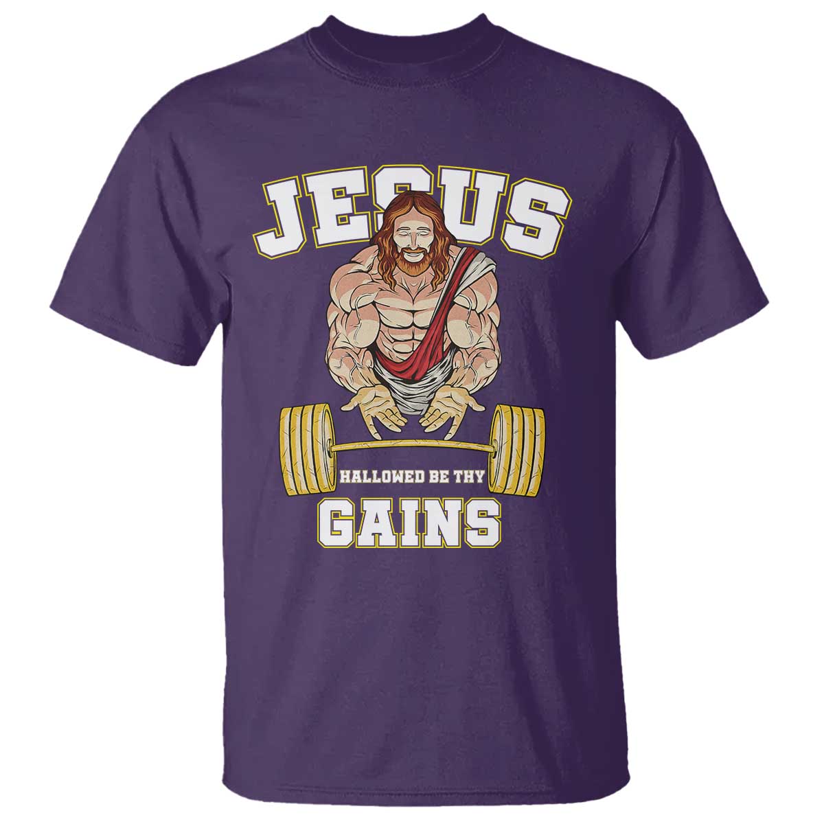 Funny Jesus Gym T Shirt Hallowed Be Thy Gains TS14 Purple Print Your Wear