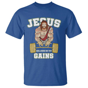 Funny Jesus Gym T Shirt Hallowed Be Thy Gains TS14 Royal Blue Print Your Wear