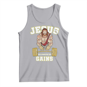 Funny Jesus Gym Tank Top Hallowed Be Thy Gains TS14 Athletic Heather Print Your Wear