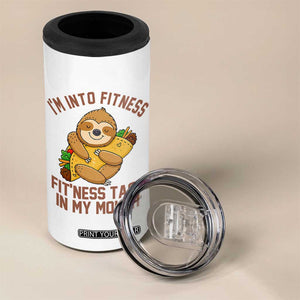 Funny Sloth Taco Gym 4 in 1 Can Cooler Tumbler I'm Into Fitness Taco In My Mouth TS14 Print Your Wear