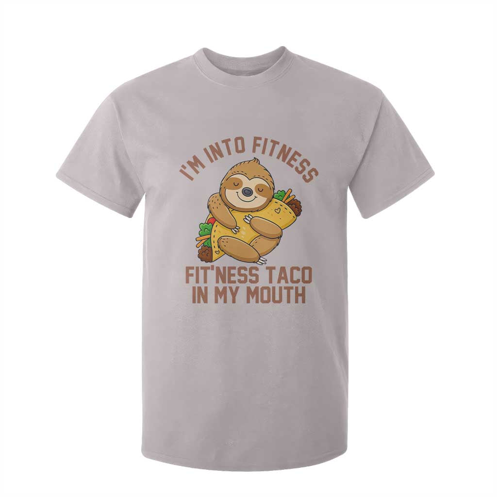 Funny Sloth Taco Gym T Shirt For Kid I'm Into Fitness Taco In My Mouth TS14 Ice Gray Print Your Wear