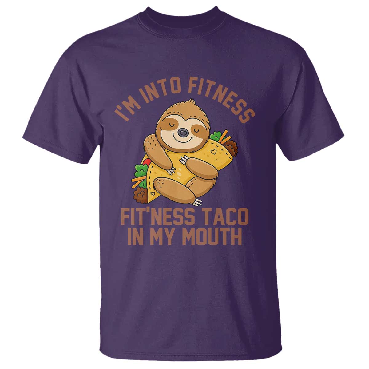 Funny Sloth Taco Gym T Shirt I'm Into Fitness Taco In My Mouth TS14 Purple Print Your Wear