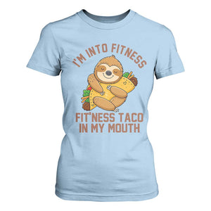 Funny Sloth Taco Gym T Shirt For Women I'm Into Fitness Taco In My Mouth TS14 Light Blue Print Your Wear