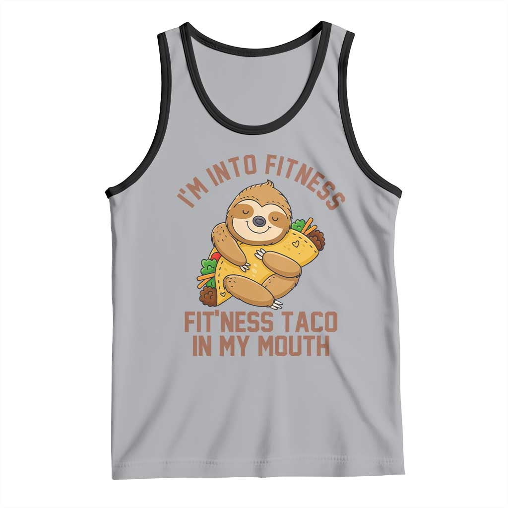Funny Sloth Taco Gym Tank Top I'm Into Fitness Taco In My Mouth TS14 Athletic Heather Black Print Your Wear