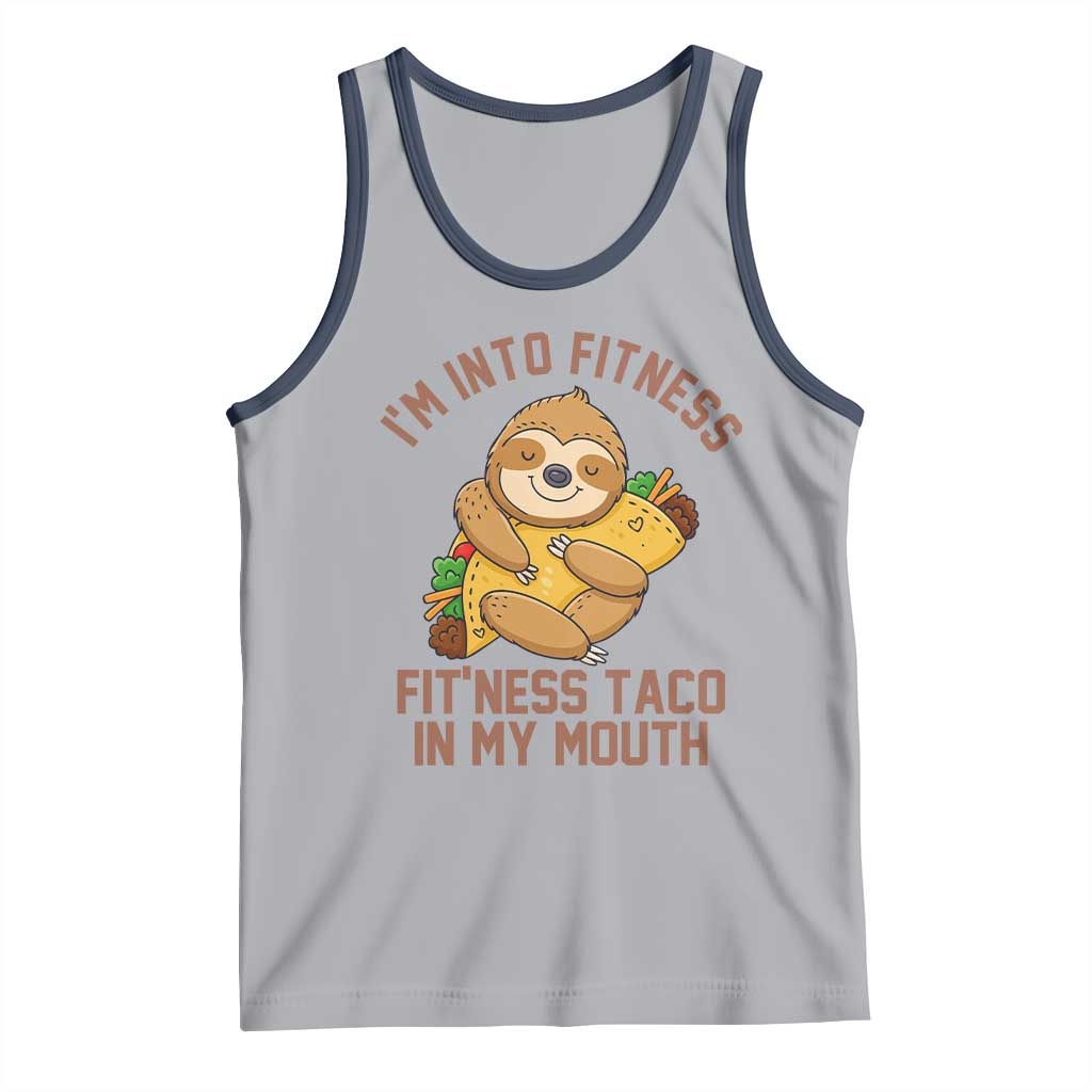 Funny Sloth Taco Gym Tank Top I'm Into Fitness Taco In My Mouth TS14 Athletic Heather Navy Print Your Wear